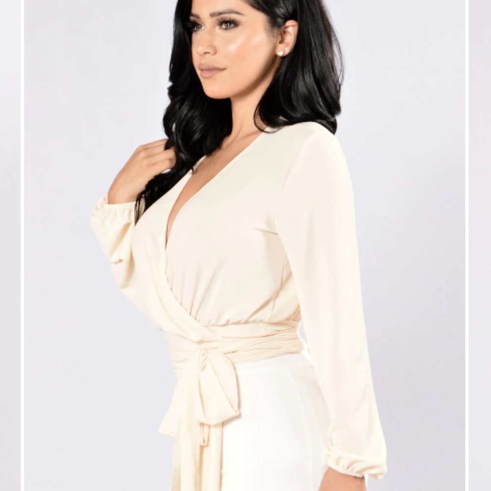 Fashion Nova Little White Lies Wrap Top